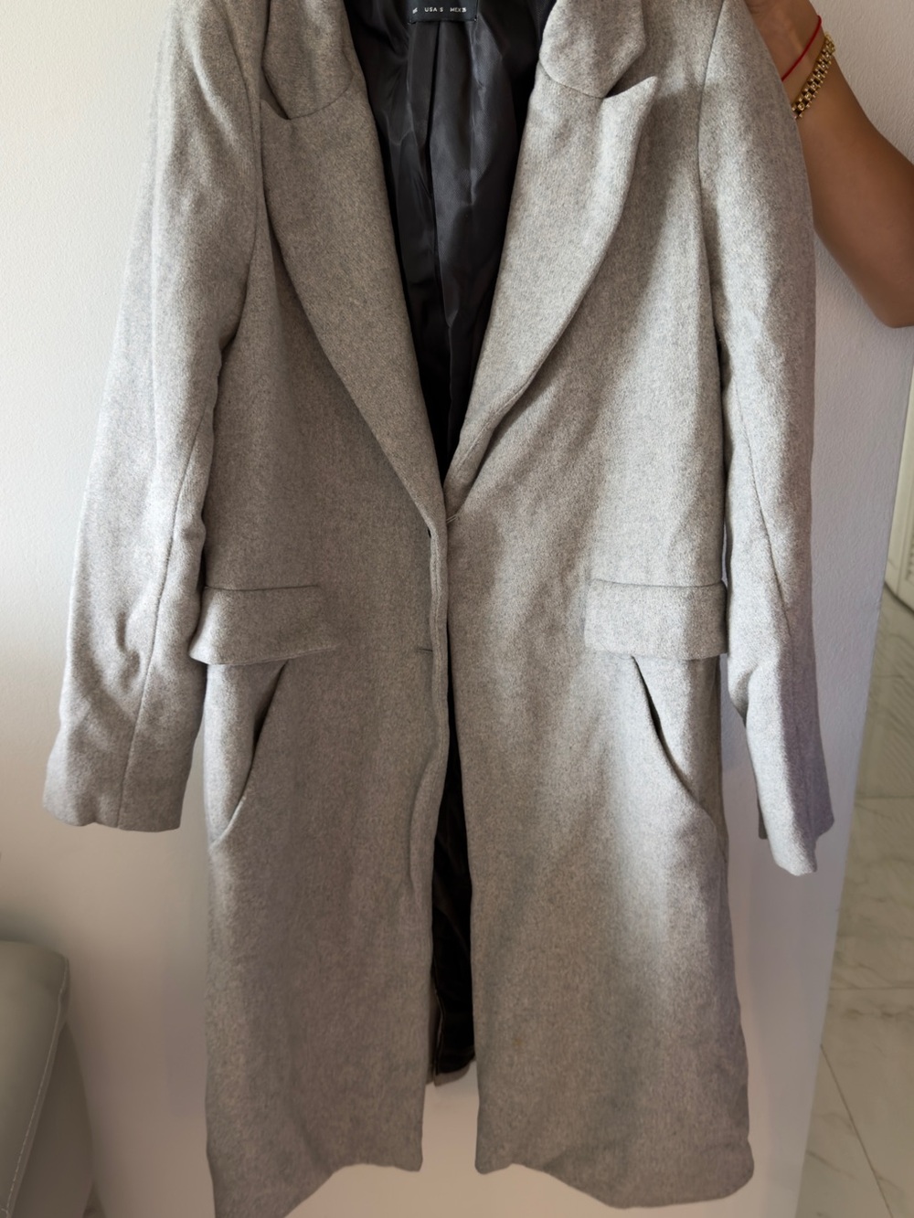 Wool-Blend Light Gray Women's Long Coat